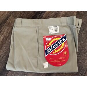 Vintage 90s Dickies PLAIN FRONT TWILL PANTS Khaki Beige Men's Size 44x32 USA